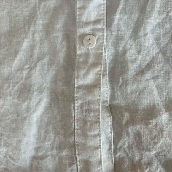 August Silk options white linen blouse with floral embroidery size L - Picture 8 of 8